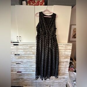 Lane Bryant Black Maxi Dress with Gold Accents